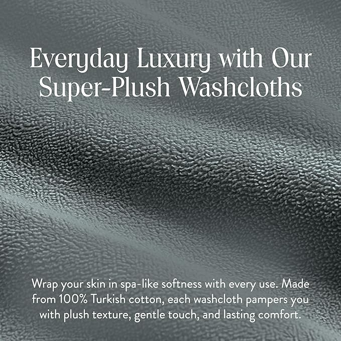 Brooklinen Super-Plush Turkish Cotton Washcloths - Set of 2 - Cotton, 820 GSM, Highly Absorbent, Machine Washable, Perfect for Home & Bathroom (13" x 13", Slate Grey)