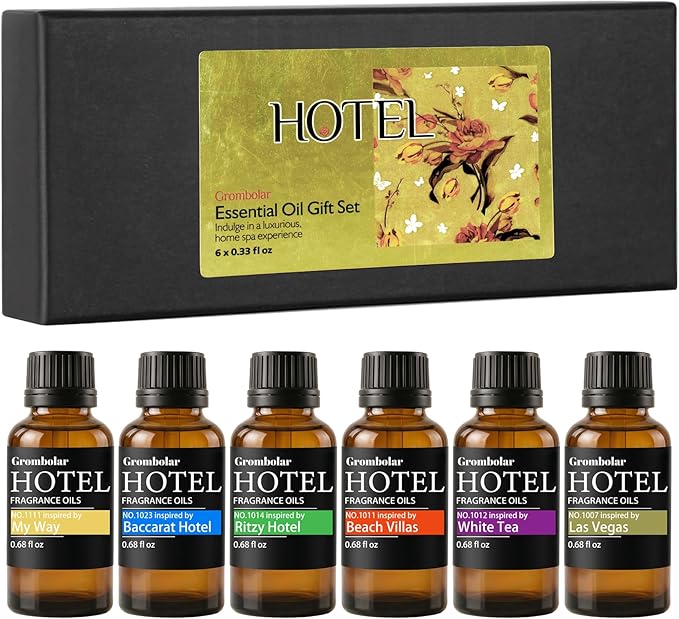 Essential Oils Set-Hotel Collection Diffuser Oil Gift Set,Premium Essential Oil for Diffusers, Home Care, Fragrance, Humidifiers (Hotel scent-6Pcs*0.68oz Set)