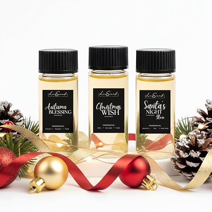Wireless Aroma Diffuser with 150mL Christmas Scent Oil 3-Pack Included - for up to 1000sq. ft Coverage - Hotel Scent Diffuser - Remote Control - Home Luxury Essential Oil Diffuser - Aromatherapy