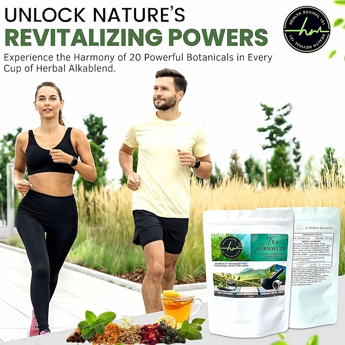 Tea Absolute AlkaBlend – Organic Alkaline Herbal Tea for Detox, Digestion, Immunity & Energy Support – 20-Herb Dr. Sebi–Inspired Loose Leaf Blend – Liver & Kidney Cleanse, Anti-Inflammatory, Caffeine-Free, Vegan, Non-GMO