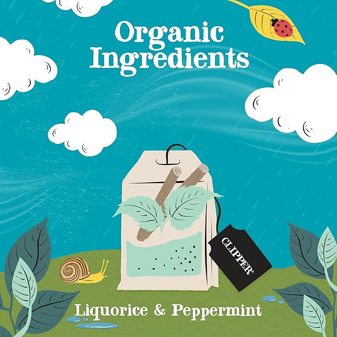 Clipper Tea Peppermint & Licorice Teabags – Caffeine Free, USDA Organic, Great Hot or Iced – Sweet, Refreshing, Natural, Fair & Delicious Sweet – 50 Tea Bags