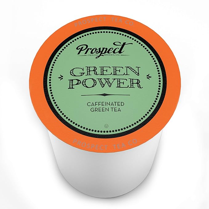 Prospect Tea Co. Green Power Caffeinated Tea Pods Compatible with K Cup Brewers Including 2.0, 40 Count