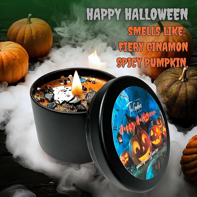 Halloween Candle | Pumpkin Spice Candle | Pumpkin, Cloves, Buttercream, Cinnamon, and Vanilla Scented Candles for Home | Soy Candles Non Toxic | Halloween Decor | Fall Candles | Wiccan (Medium 8oz)
