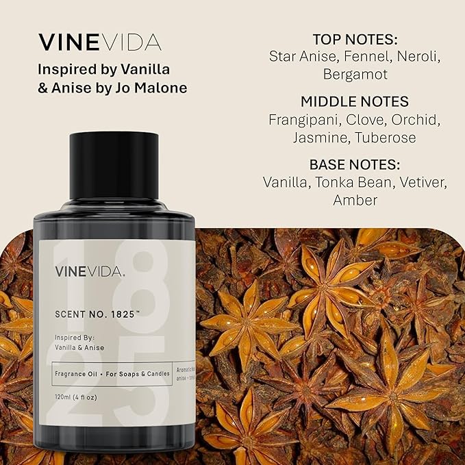 VINEVIDA [16oz] Vanilla & Anise Fragrance Oil for Candle Making - Natural Candle Oil Scents - Soap Making Essential Oil - Made in USA