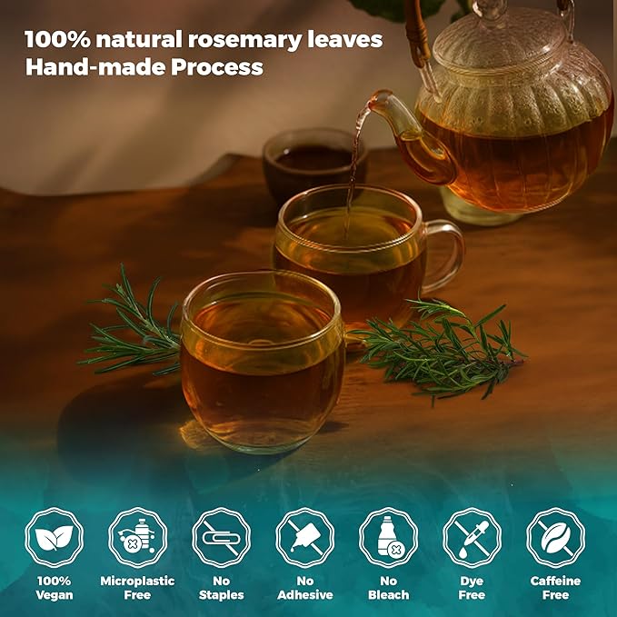 Lavitali, Rosemary Leaves Tea Bags | 60 bags, 100% Pure Herbal Tea | Caffeine-Free, No Sugar, Eco-Friendly Filter Bags | Daily Natural Botanical, Hot or Iced Herbal Infusion