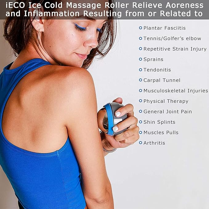iECO Cryosphere Cold Massage Roller Ball - Massage Ball for Cold & Heat Relief, Myofascial Release, Trigger Point Therapy, Muscle Knots - Deep Tissue Ice Massager