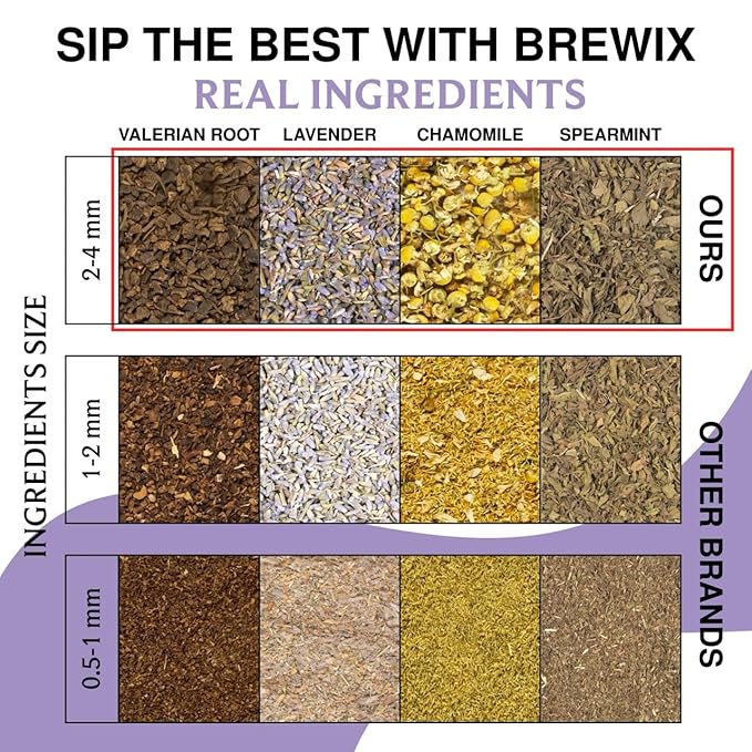 BREWIX, Valerian Comfort Tea for Sleep and Relaxation (25 Pyramid Bags) Caffeine-Free and Calming for Bedtime | Valerian Root, Chamomile & Lavender | Perfect Wellness Sleep