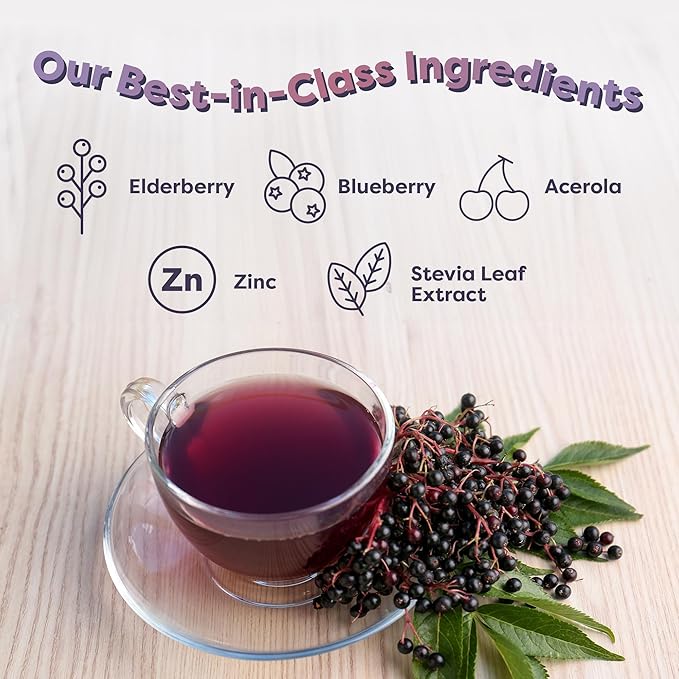 FlavCity Immunity Tea Powder - Vitamin C, Zinc, & Elderberry Herbal Tea for Immune Support - Non GMO & Sugar Free (30 Servings)