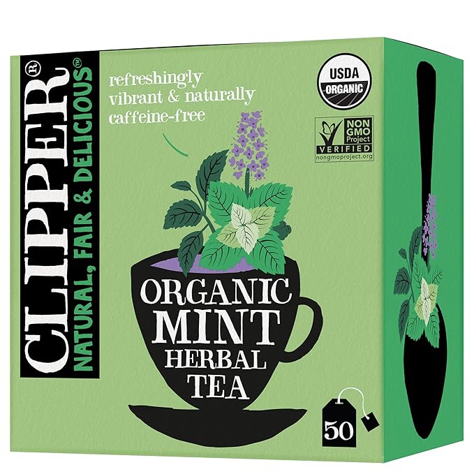 Clipper Tea Mint Herbal Teabags – Caffeine Free, USDA Organic, Great Hot or Iced – Refreshing, Natural, Fair & Delicious – 50 Tea Bags
