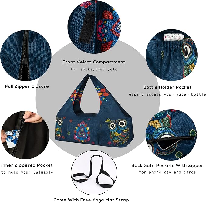 Yoga Mat Bag - Large Yoga Bag with Yoga Mat Strap, Zipper and Pockets - Yoga Bags and Carriers Fits All Your Stuff - Personalized Yoga Mat Bags for Women Fits Most Size Mats