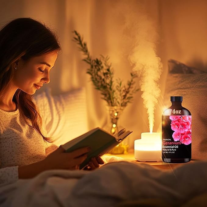 Geranium Essential Oil, Geranium Oil 4 Fl Oz 120ML for Diffuser Humidifier Yoga Cleaning DIY Candle Soap Making Perfume Gift for Women Essential Oils