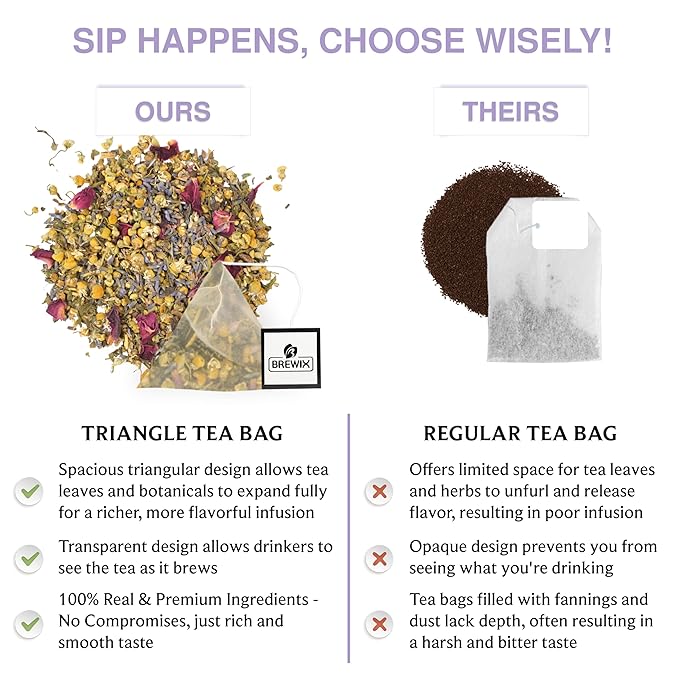 BREWIX, Valerian Comfort Tea for Sleep and Relaxation (25 Pyramid Bags) Caffeine-Free and Calming for Bedtime | Valerian Root, Chamomile & Lavender | Perfect Wellness Sleep