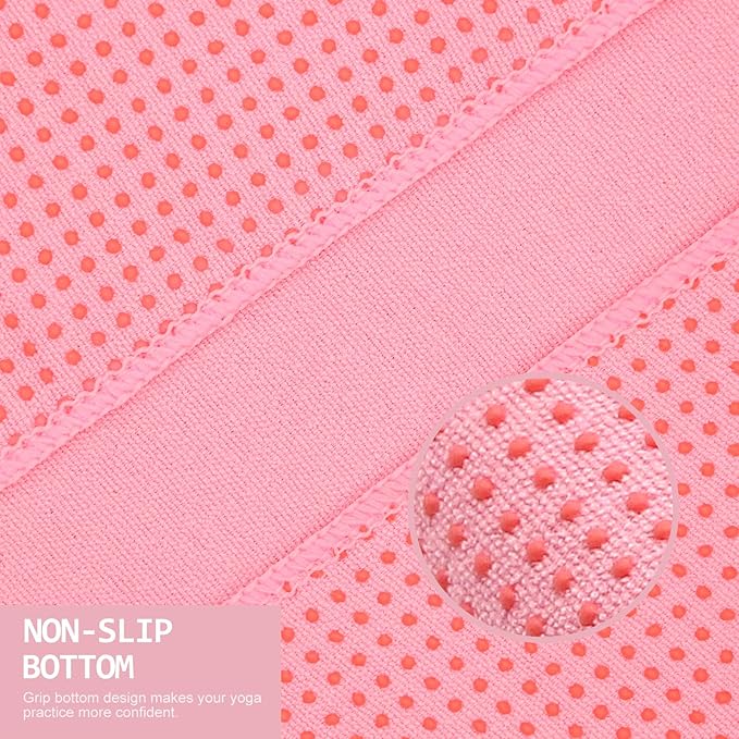 Eunzel 2 Pack Hot Yoga Towel with Grip Dot, Non Slip Yoga Mat Towe Sweat Absorbent Towel for Hot Yoga,Bikram, Pilates and Fitness 72" x 24", Pink