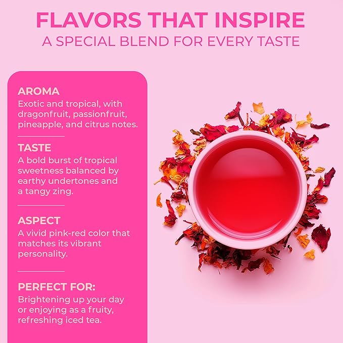 Katy’s Dragonfruit Loose Leaf Tea | Hydrating & Fruity Herbal Tea | Hibiscus, Dragonfruit & Pineapple | Caffeine-Free Fruit Tea | 30+ Cups | Hot or Iced | Antioxidant-Rich | Woman-Owned | 3oz Pouch