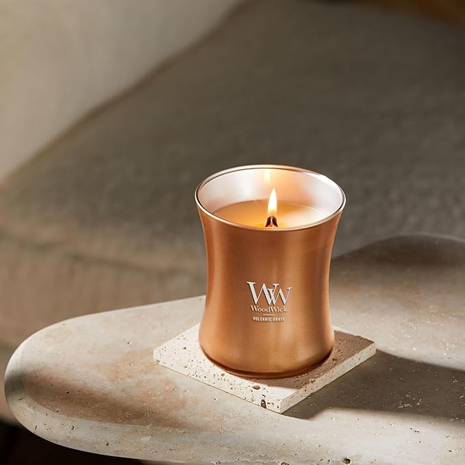 WoodWick Volcanic Orris Holiday Candle Gifts for Women and Men, 9.7 oz Precious Metals Collection with Crackling Wick