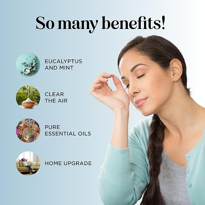 Breathe Essential Oil for Diffuser - Invigorating and Refreshing Breathe Essential Oil Blend with Eucalyptus Peppermint Tea Tree and Mint for Diffusers for Home and Shower Aromatherapy (2 Fl Oz)