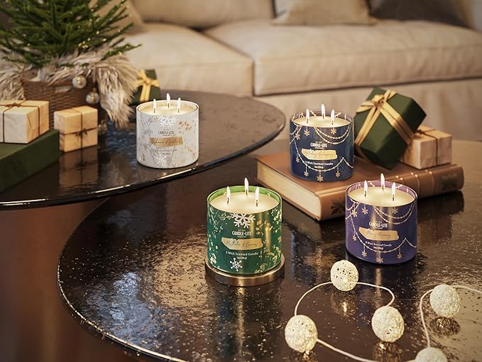 Candle-lite Holiday Scented Candles, Cashmere & Cocktails Scent, 14 oz 3-Wick Jar Candle, Proudly Poured in USA, Christmas Home Decor Candle, 45 Hours of Burn Time, Holiday Gift for Men and Women