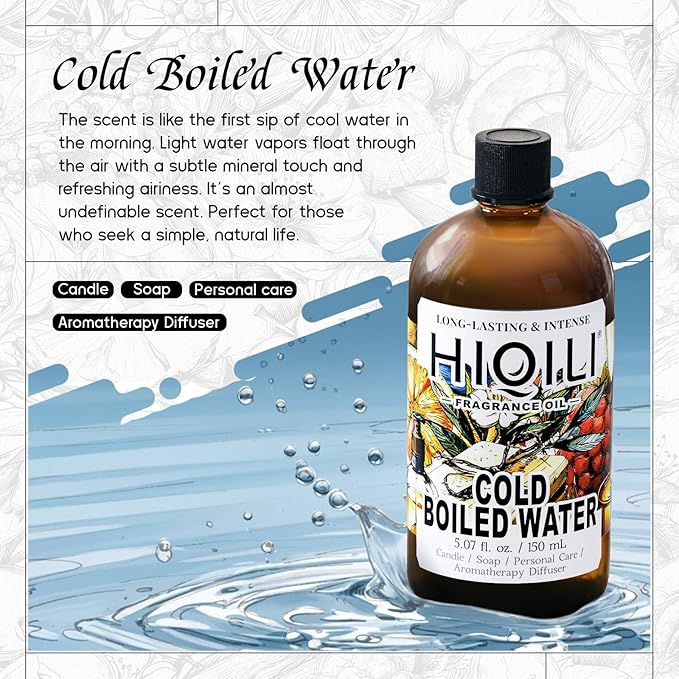 HIQILI Cold Boiled Water Fragrance Oil for Home Diffuser, Great for Making Candle, Soap, Body Wash, DIY Multipurpose Room Spray- 5.07 Fl Oz