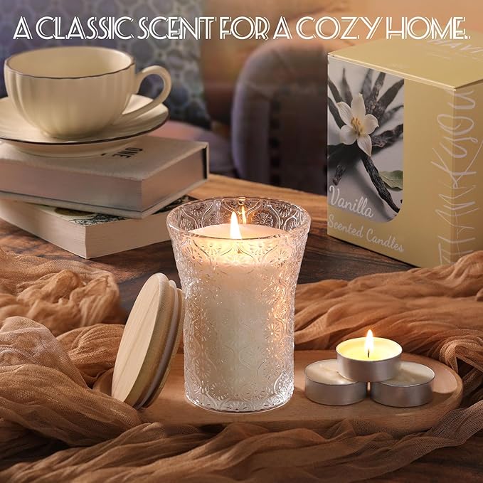Vanilla Scented Candle, Galentines Valentines Mother's Day Soy Jar Candles Gift for Men Women,8 OZ Aromatherapy Candles for Home Decor