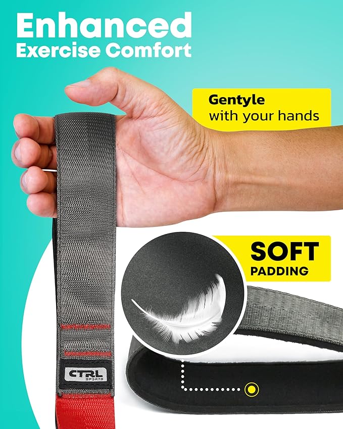 Stretching Strap with Loops - Non Elastic Stretch Band for Physical Therapy, Yoga Strap for Stretching Equipment, Stretch Bands for Exercise and Flexibility - Fascia, Hamstring & Leg Stretcher Belt