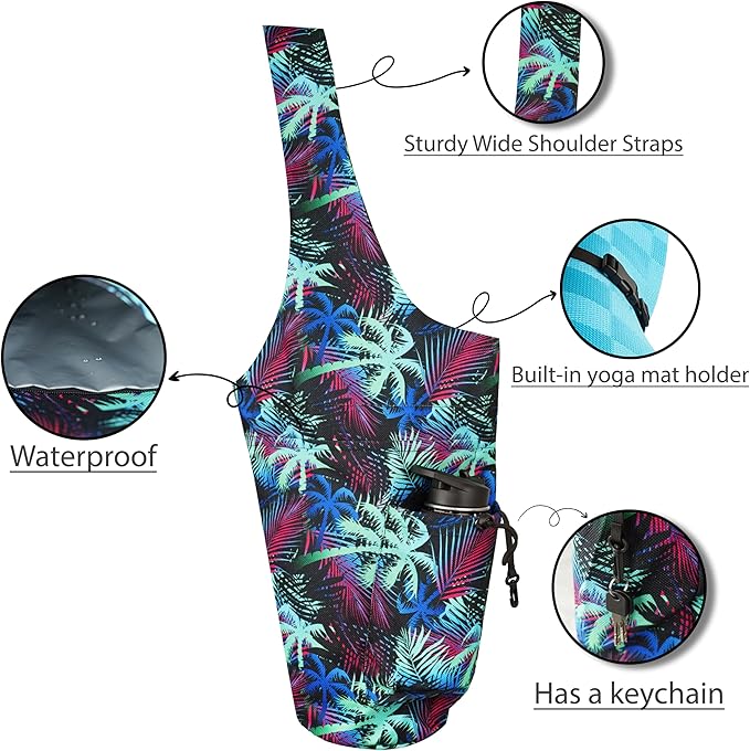 jswuffx Yoga Mat Bag Yoga Tote Bag with Large Waterproof Zipper Pocket and Drawstring Pocket Yoga Mat Bag Carrier Fit Most Size Mats and All You Stuff
