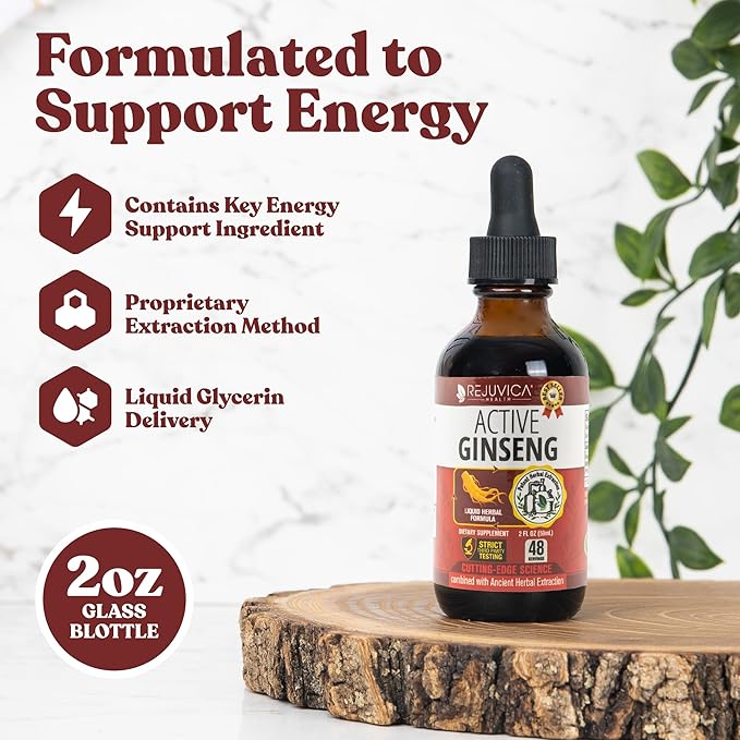 Active Ginseng Korean Red Panax Ginseng with Natural Ginsenosides - All-Natural Advanced Liquid Solution for 2X Absorption - Supports Healthy Energy, Vitality, Mood and More