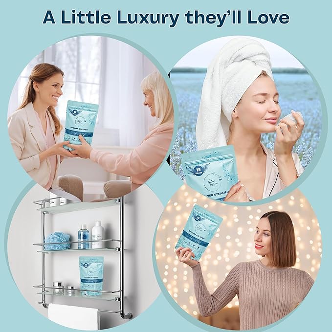 Shower Steamers Aromatherapy for Women 15-Pack, Eucalyptus & Mint 30g Shower Tablets, Perfect Spa and Relaxation Gifts, Birthday and Christmas Gift for Mom