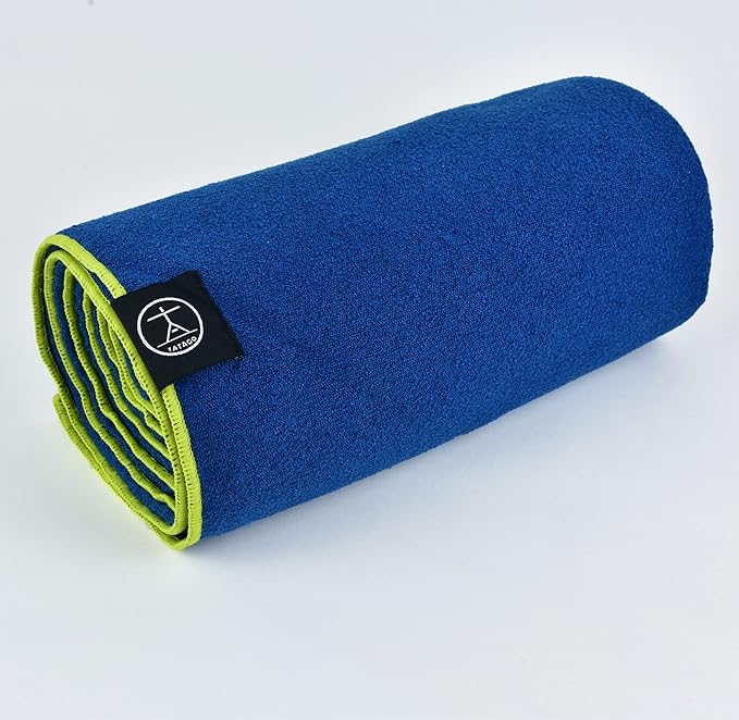 Tatago Hot Yoga Mat Towel Non Slip for Hot Yoga (72-84 inch Mats) Our Hot Yoga Towel Non Slip Silicone Dabs & Absorbent Microfiber Blend Gives You More Grip As You Drip! (Azuloro, XL - 84")