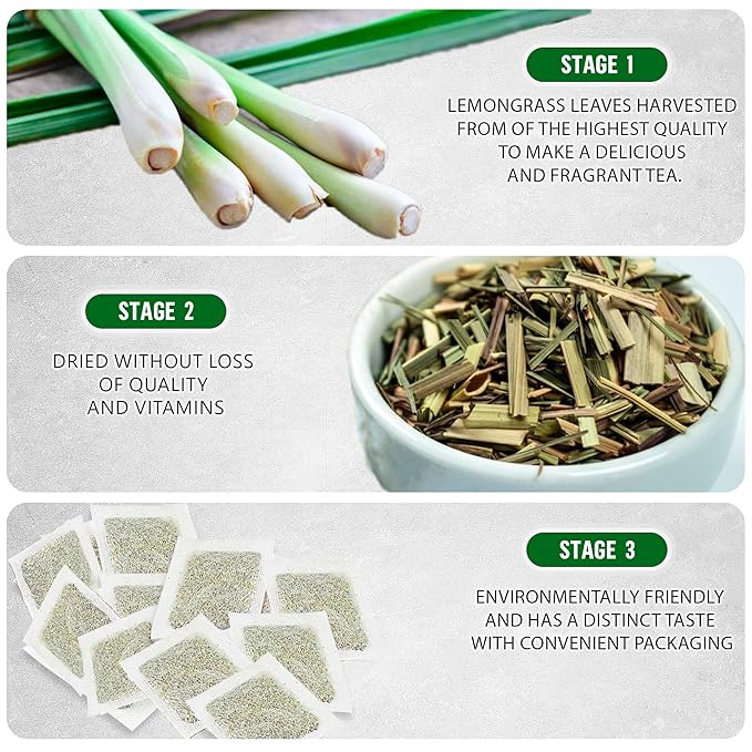 Lemongrass Tea Bags - 400 Bags (Premium Natural Pure Leaf Tea - 400 Count) Gluten-Free and Caffeine-Free Herbal tea for Relaxation, Wallness, Immune Support with Smooth Taste