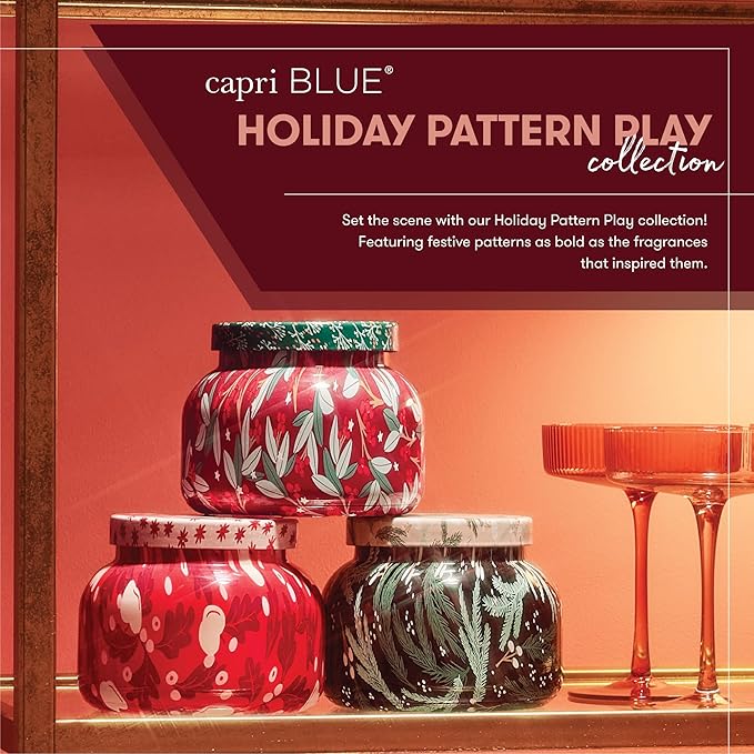 Capri Blue Pattern Play Signature Holiday Candle - Luxury Holiday Scented Candle for Home- Long Lasting Soy Wax Blend - Comes in Decorative Glass Jar (Pumpkin Dulce, 19 oz)