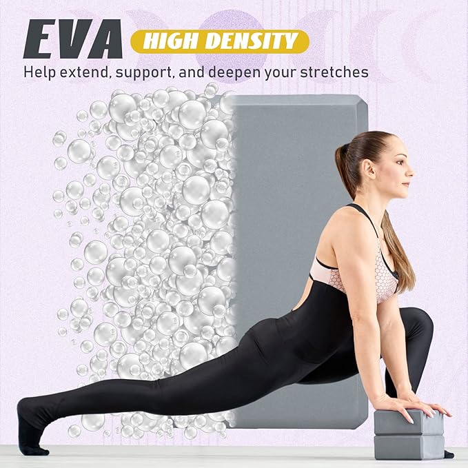 Wettarn 6 Pack Yoga Blocks 9 x 6 x 4 Inch Eva Foam Lightweight Non Slip Yoga Props for Yoga Pilates Stretching Meditation