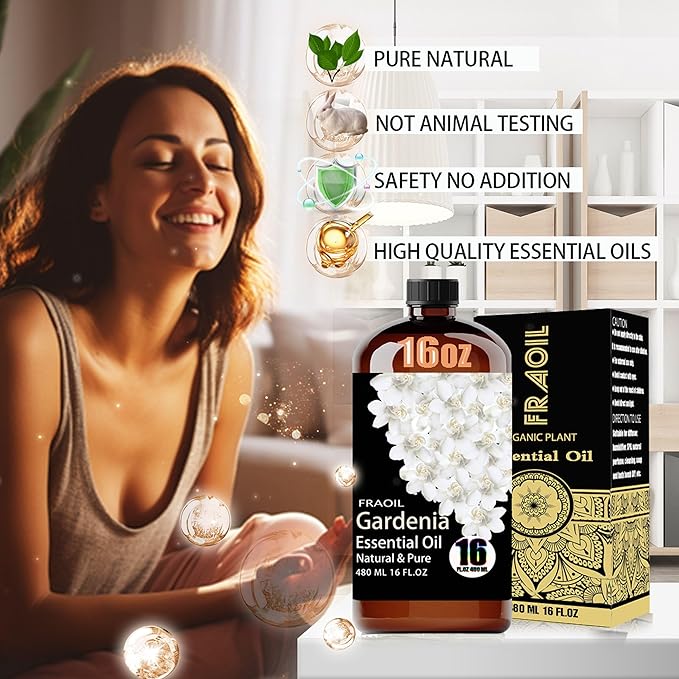 Gardenia Essential Oil, Gardenia Oil 16 Fl Oz 480 ML for Diffuser Humidifier Yoga Cleaning DIY Candle Soap Making Perfume Gift for Women Essential Oils