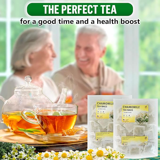 TeaDeam Tea Chamomile Tea Bags | Caffeine-Free & Sleep Time Tea | Chamomile Flowers Aroma - For Relieving Stress | Brew Hot Or Iced | 400 Tea Bags