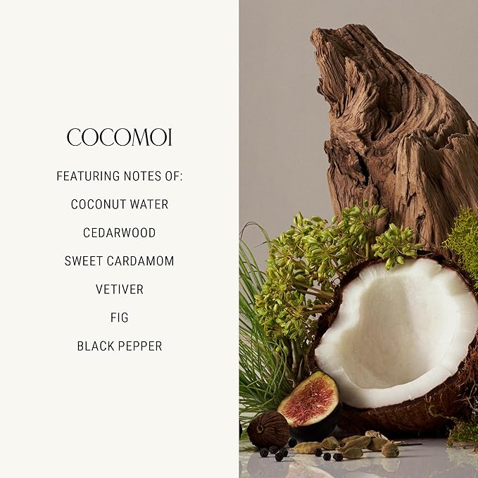 Homecourt Luxury Scented Candle, 60-Hour Burn Time, Soy Wax Blend & Organic Cotton Wick, Kiln-Fired Reusable Ceramic Vessel, Cocomoi, 8 oz