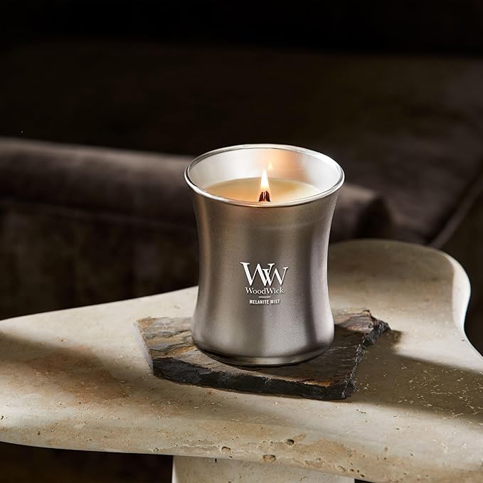 WoodWick Melanite Mist Holiday Candle Gifts for Women and Men, 9.7 oz Precious Metals Collection with Crackling Wick