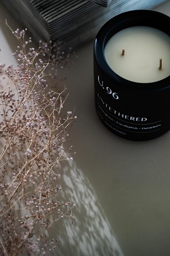 U.96 Luxury Scented Candle – Lemongrass, Eucalyptus & Amber | Hand-Poured in USA w/ 100% Natural Coconut & Apricot Wax | Double Wick, Long-Lasting Aromatherapy Candle for Home, Gift, & Rest (12.5 oz)
