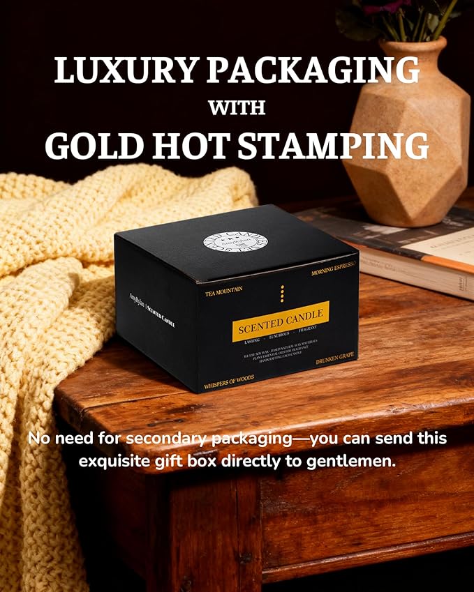 4 Pack Wooden Wick Scented Candle Gift Set for Men, 30oz Non-Toxic Soy Wax, 220 Hours of Burn Time Masculine Candle, Aromatherapy Candle for Father's Day, Boyfriend, Husband, Dad, Brother, Boss