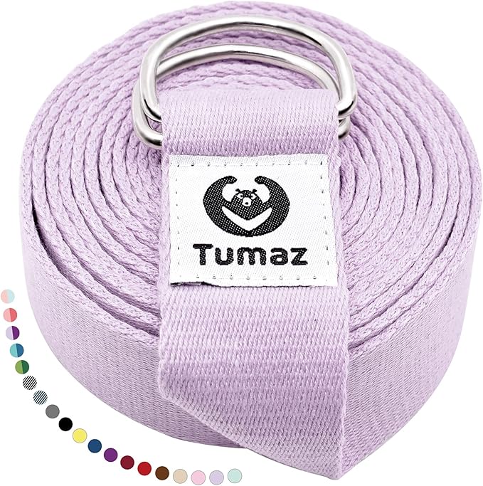 Tumaz Yoga Strap/Stretch Bands [15+ Colors, 6/8/10 Feet Options] with Extra Safe Adjustable D-Ring Buckle, Durable and Comfy Delicate Texture - Best for Daily Stretching, Physical Therapy, Fitness