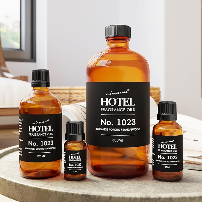 AirScent Hotel Diffuser Oil No. 1023 Inspired by The Baccarat Hotel Scent - Love Affair Fragrance Oil for Ultrasonic and Waterless Diffusers and Crafting - 500 mL, 16.9 fl oz Glass Bottle