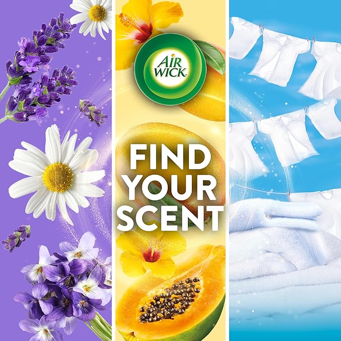 Air Wick Plug In Scented Oil Refill, Infused with Essential Oils, Plug In Air Fresheners for Home, Summer Delights, 4 ct