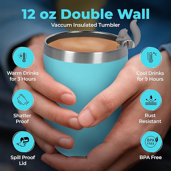 Birthday Gift Set with Stainless Tumbler, 15 Assorted Teas, 10 Honey Straws, Tea Tongs, Scented Candle and Greeting Card in Ready-to-Gift Box (Teal - Birthday Card)