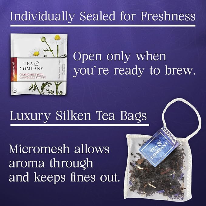Mighty Leaf Tea and Company Organic Tea Sampler – 30 Count Silken Tea Bags – 6 Assorted Flavors: Earl Grey, Rooibos, Emperor Breakfast, Meridian Chai, Verbena Mint, Chamomile Yuzu