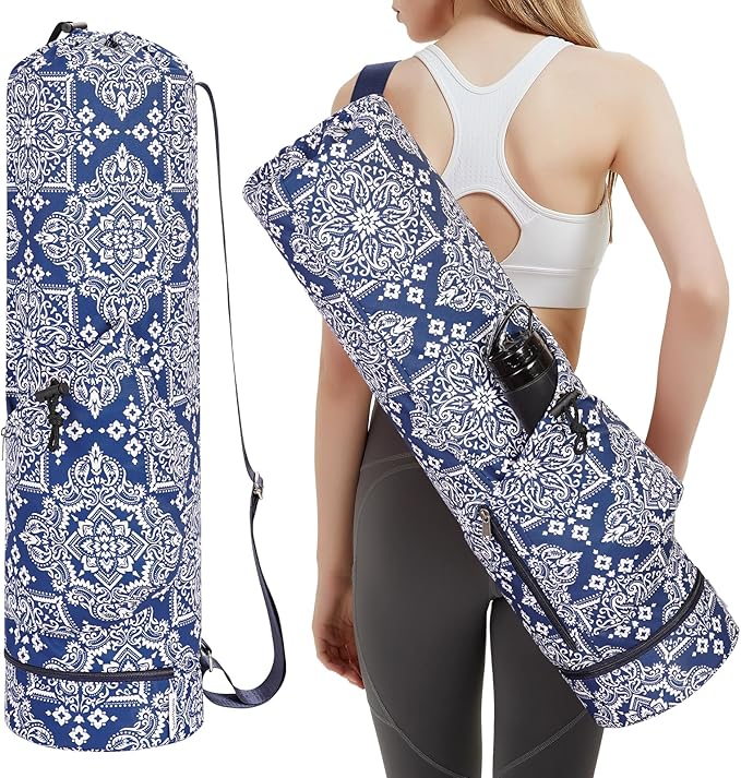 sportsnew Yoga Mat Bag with Water Bottle Pocket and Bottom Wet Pocket, Exercise Yoga Mat Carrier Multi-Functional Storage Bag, Patent pending