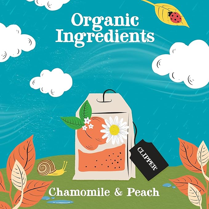Clipper Tea Chamomile & Peach Teabags – USDA Organic, Great Hot or Iced – Natural, Fair & Delicious Fruity Chamomile & Peach Infusion – 50 Tea Bags