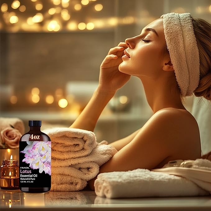 Lotus Essential Oil, Lotus Oil 4 Fl Oz 120ML for Diffuser Humidifier Yoga Cleaning DIY Candle Soap Making Perfume Gift for Women Essential Oils