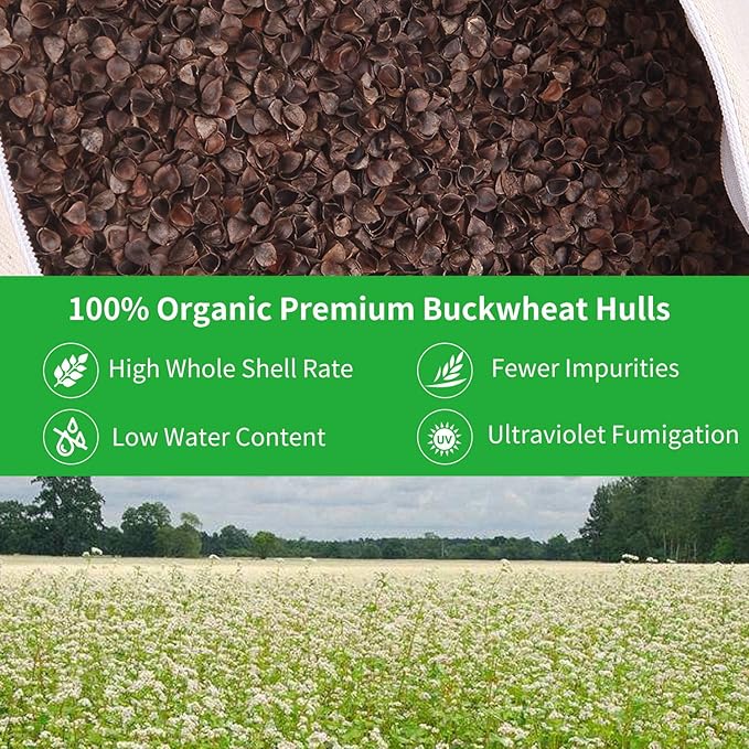 FelizMax Organic Buckwheat Bolster (24X10.5X5.5 in) Supportive Rectangular Meditation Pillow 100% Cotton Cover Yoga Pillow