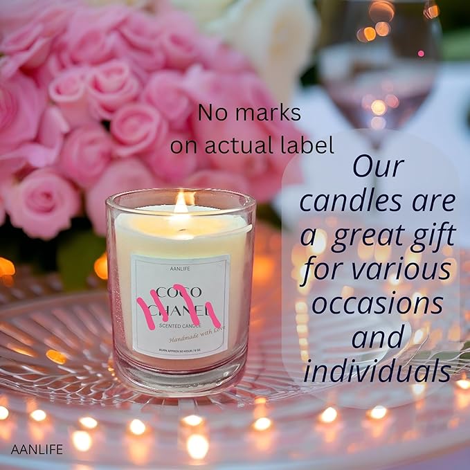 Luxury Scented Candle Inspired by Iconic French Perfume, 50 Hr Burn, Signature Edition,10 oz, Gift for Women, Premium American Organic Wax, USA