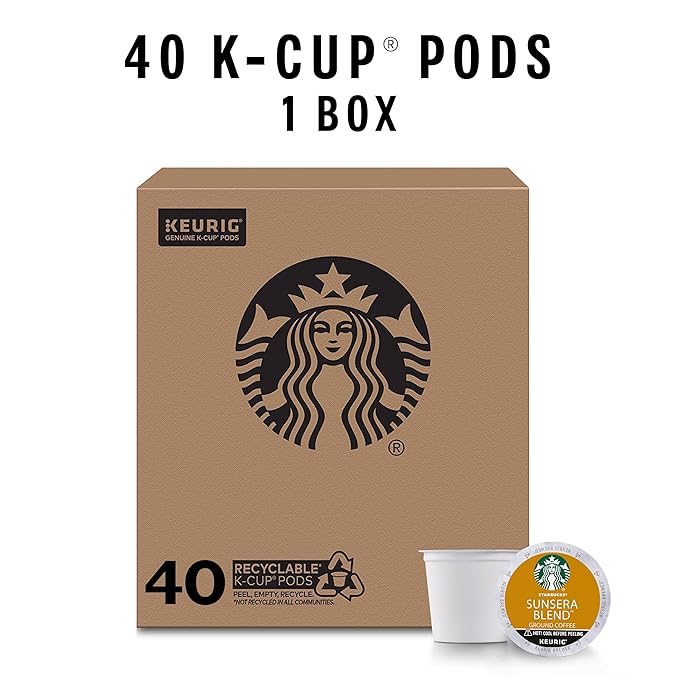 Starbucks K-Cup Coffee Pods, Sunsera Blend For Keurig Coffee Makers, 100% Arabica, 1 Box (40 Pods)