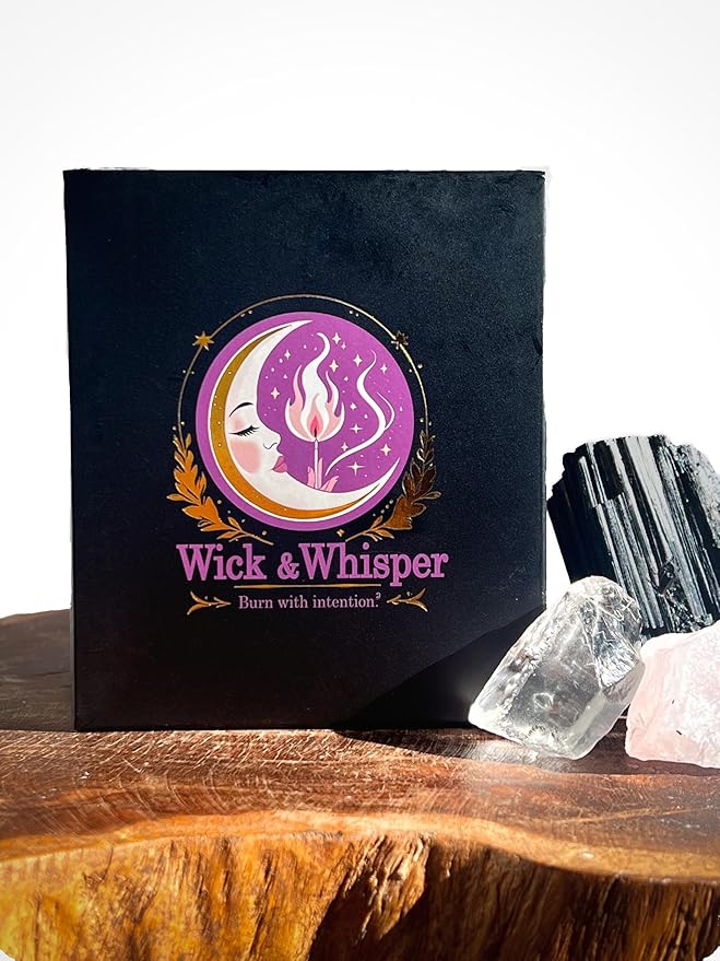 Wick & Whisper – Lunathera Ritual Candle — Lavender & Sandalwood Aromatherapy Soy Candle for Energetic Shifts, Reflection & Restorative Healing Journeys | 10 oz Matte Black Jar
