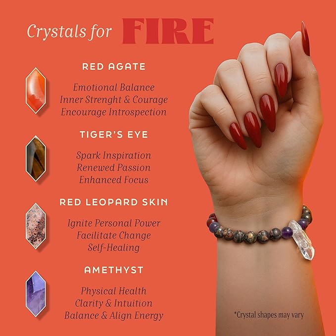 Leo Gifts for Women, Aries Sagittarius, Zodiac Fire, 45 Hour Burn, Zodiac Astrology Gifts Meditation Candle Healing with Crystals, Spiritual Manifestation Crystal Candle Healing Stones Bracelet